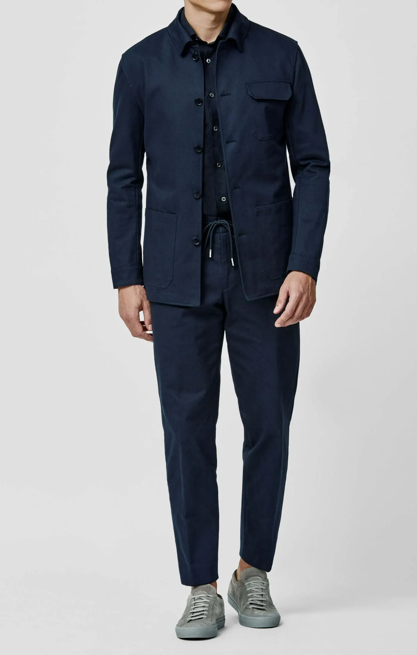 Olimpias Navy Heavy Cotton Stretch Twill