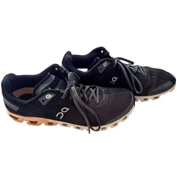 On Cloud Womens 9W Black Gray Pink CloudFlow Low Cut Sneakers