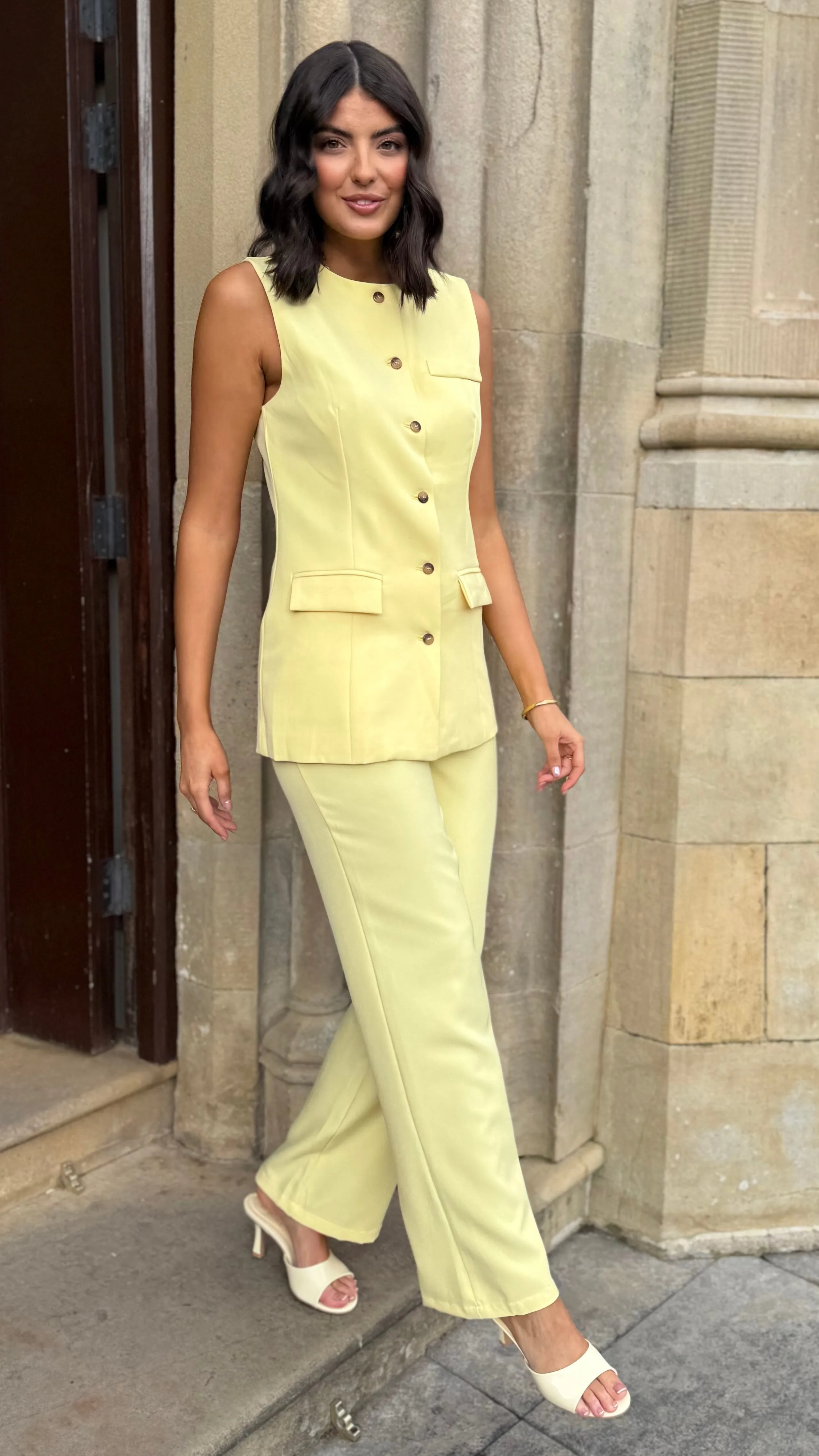 Pamela Yellow Slip On Heeled Mules