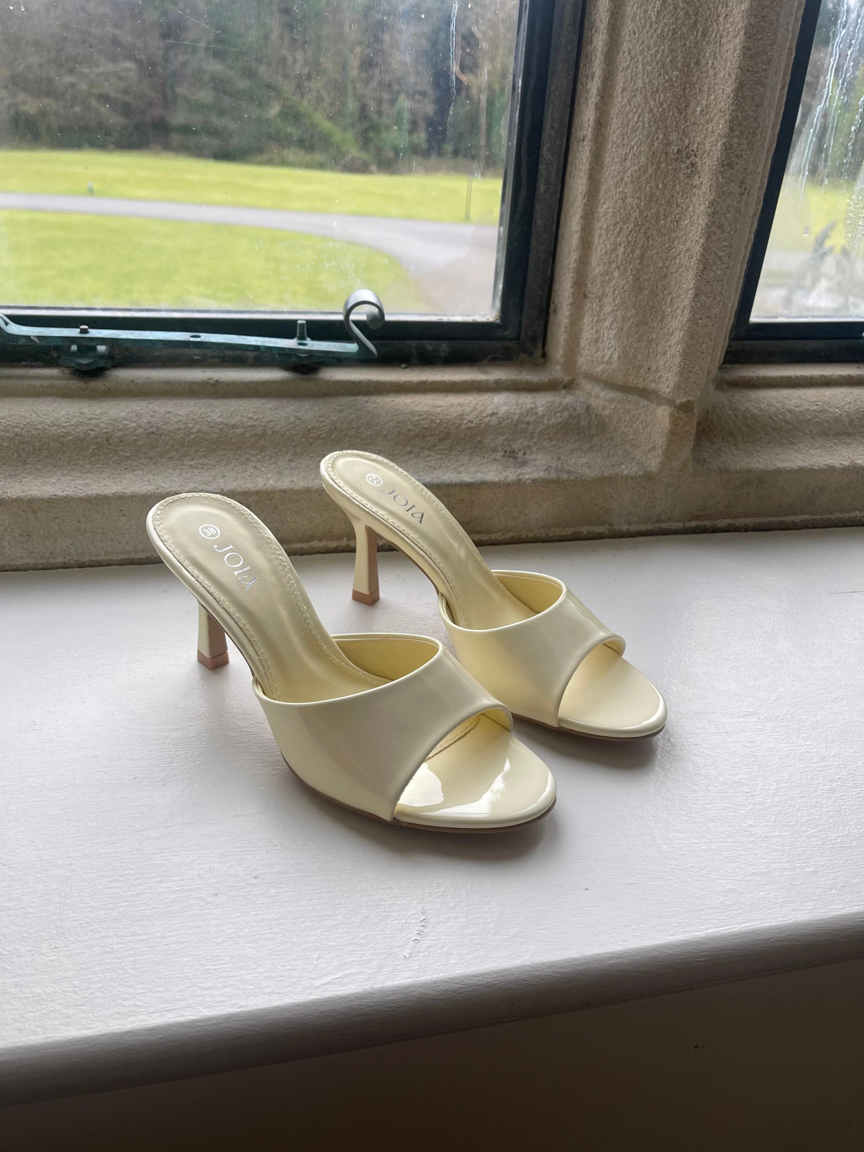 Pamela Yellow Slip On Heeled Mules