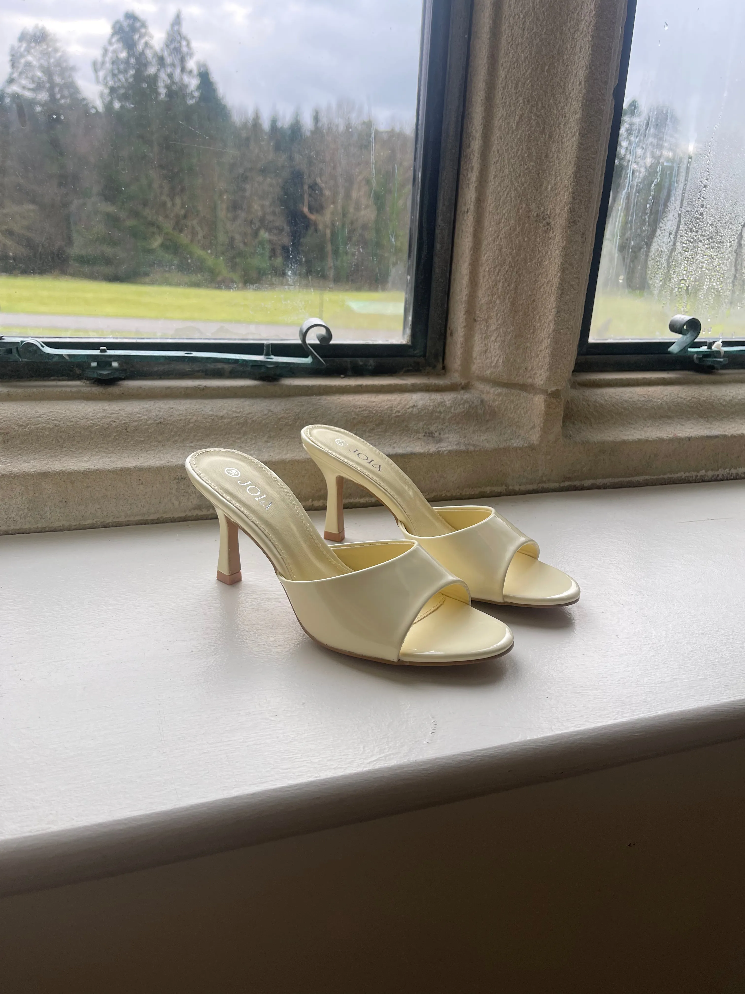 Pamela Yellow Slip On Heeled Mules