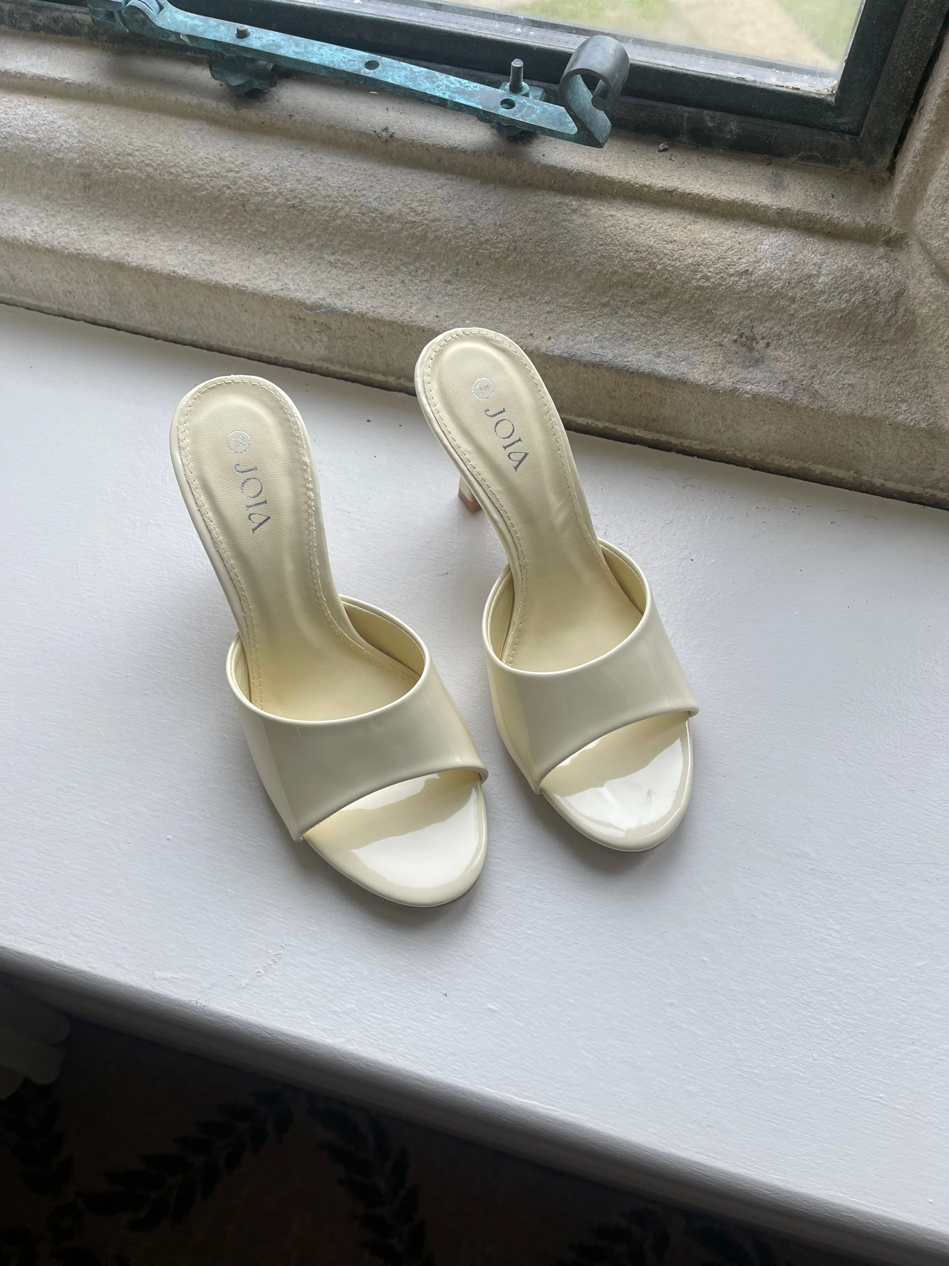 Pamela Yellow Slip On Heeled Mules