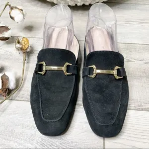 Patricia Green Sorrento Suede Horse Bit Slip On Mules Black Size 10M
