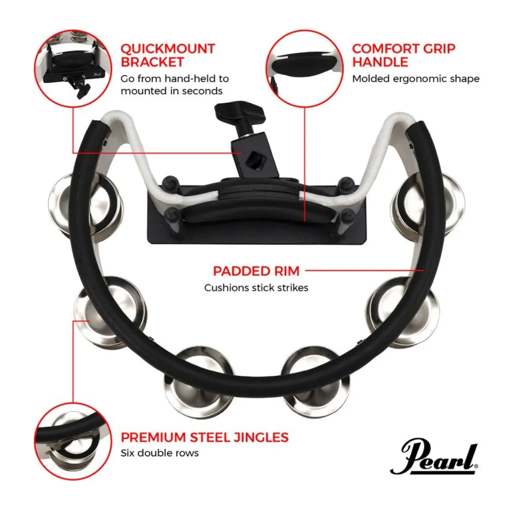 Pearl Tambourine Steel Jingles w/ Mount Holder