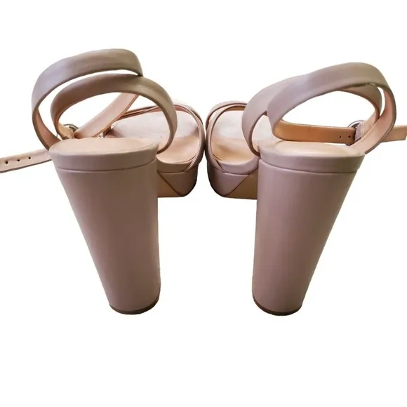 Raye Leather Strappy Platform Heels Sandals Pastel Pink Blush Nude Sz 10