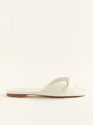REFORMATION MIKKI TWIST LEATHER FLAT SLIDE SANDALS