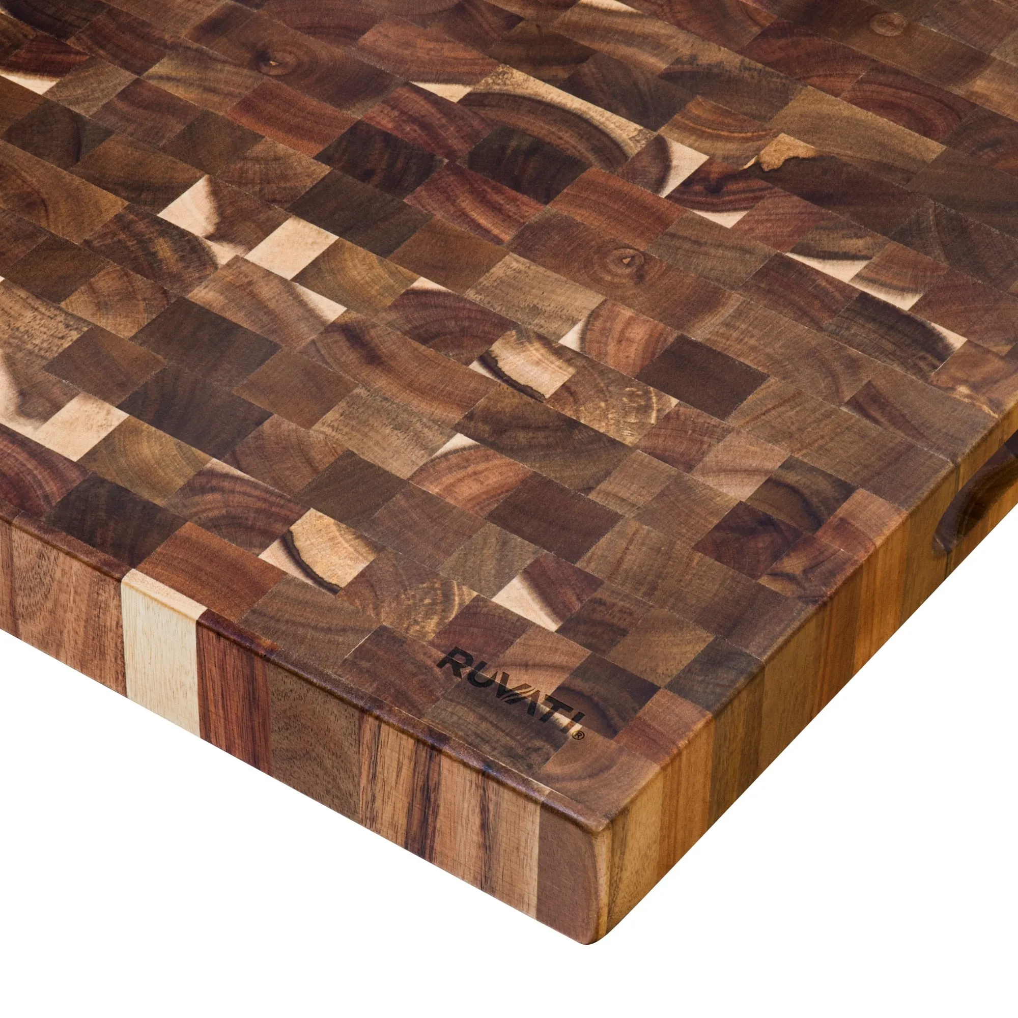 Ruvati 17 x 16 x 2 inch thick End-Grain Acacia Butcher Block Solid Wood Large Cutting Board