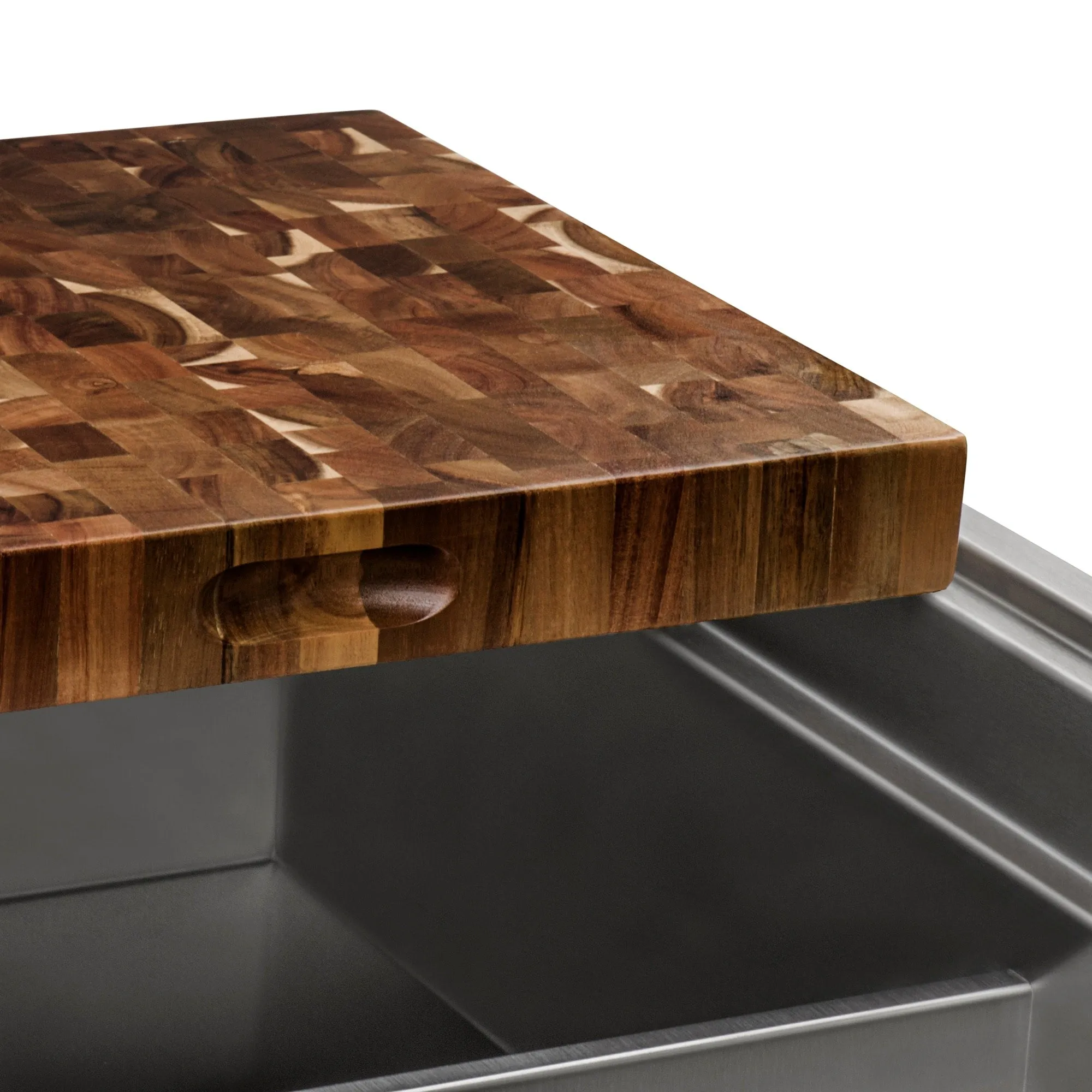 Ruvati 17 x 16 x 2 inch thick End-Grain Acacia Butcher Block Solid Wood Large Cutting Board