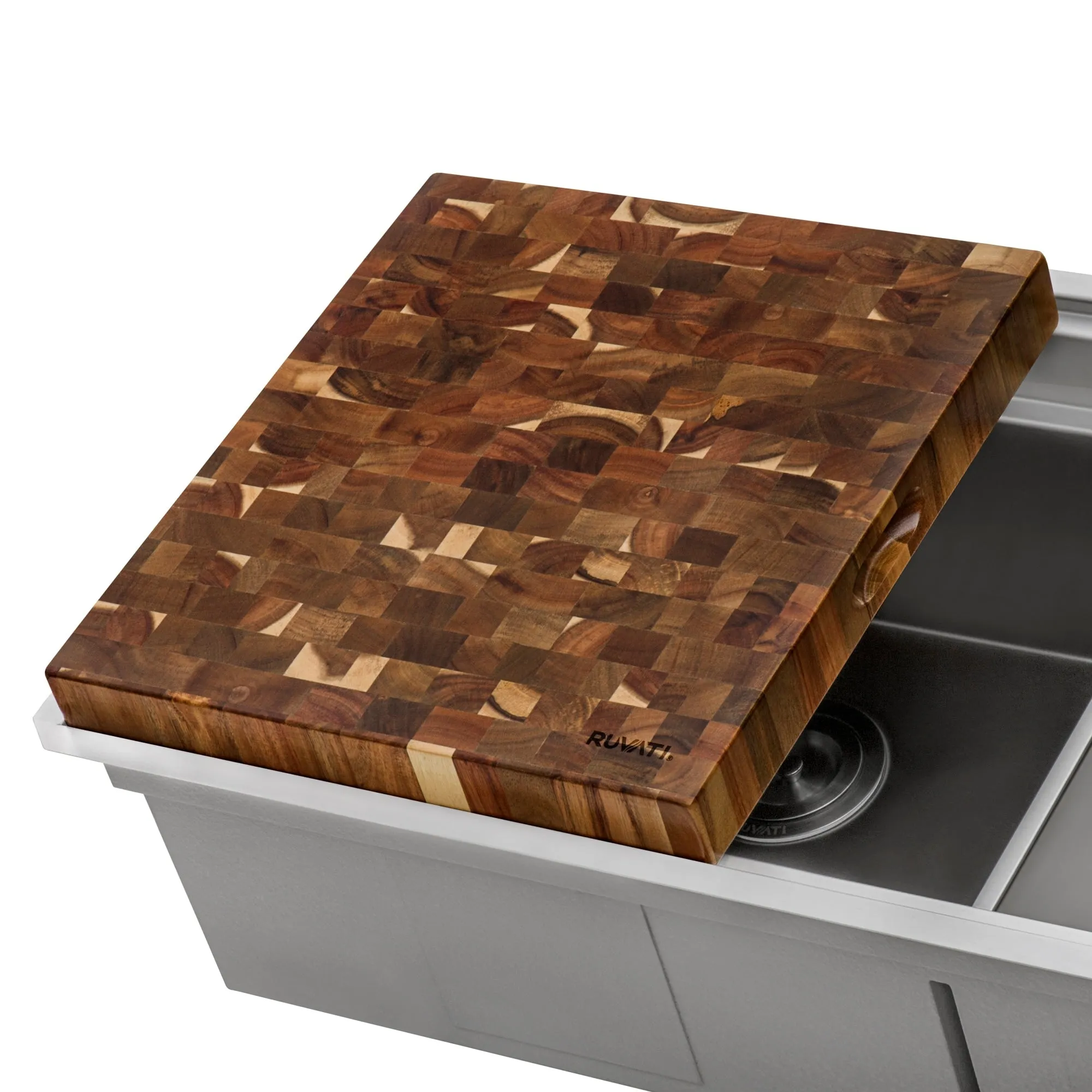 Ruvati 17 x 16 x 2 inch thick End-Grain Acacia Butcher Block Solid Wood Large Cutting Board