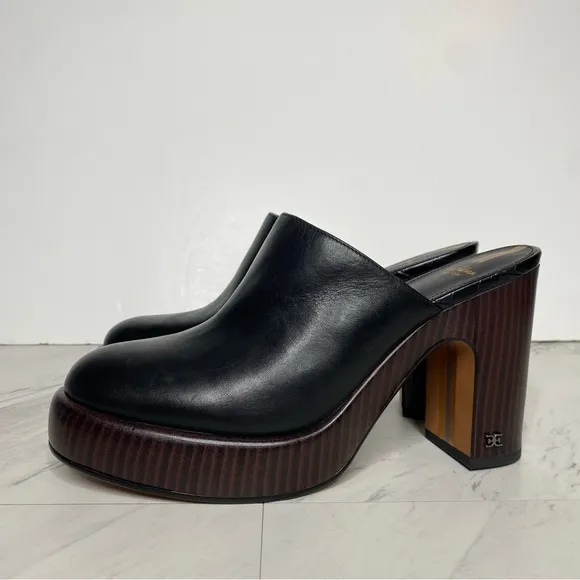 Sam Edelman Shiloh Black Leather Heeled Mule 9 1/2 M
