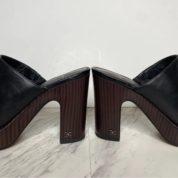Sam Edelman Shiloh Black Leather Heeled Mule 9 1/2 M