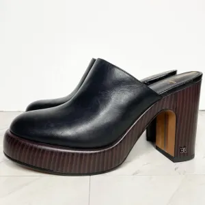 Sam Edelman Shiloh Black Leather Heeled Mule 9 1/2 M
