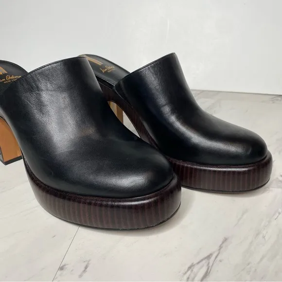 Sam Edelman Shiloh Black Leather Heeled Mule 9 1/2 M
