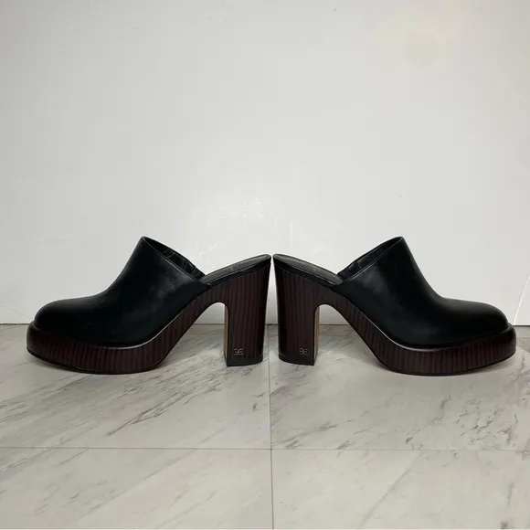 Sam Edelman Shiloh Black Leather Heeled Mule 9 1/2 M