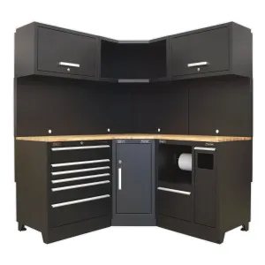 Sealey Premier Premier 1.7m Corner Storage System - Oak Worktop