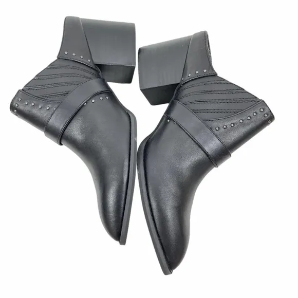 Seychelles Enthusiasm Black Leather Western Heeled Mules Silver Buckle Women 8.5