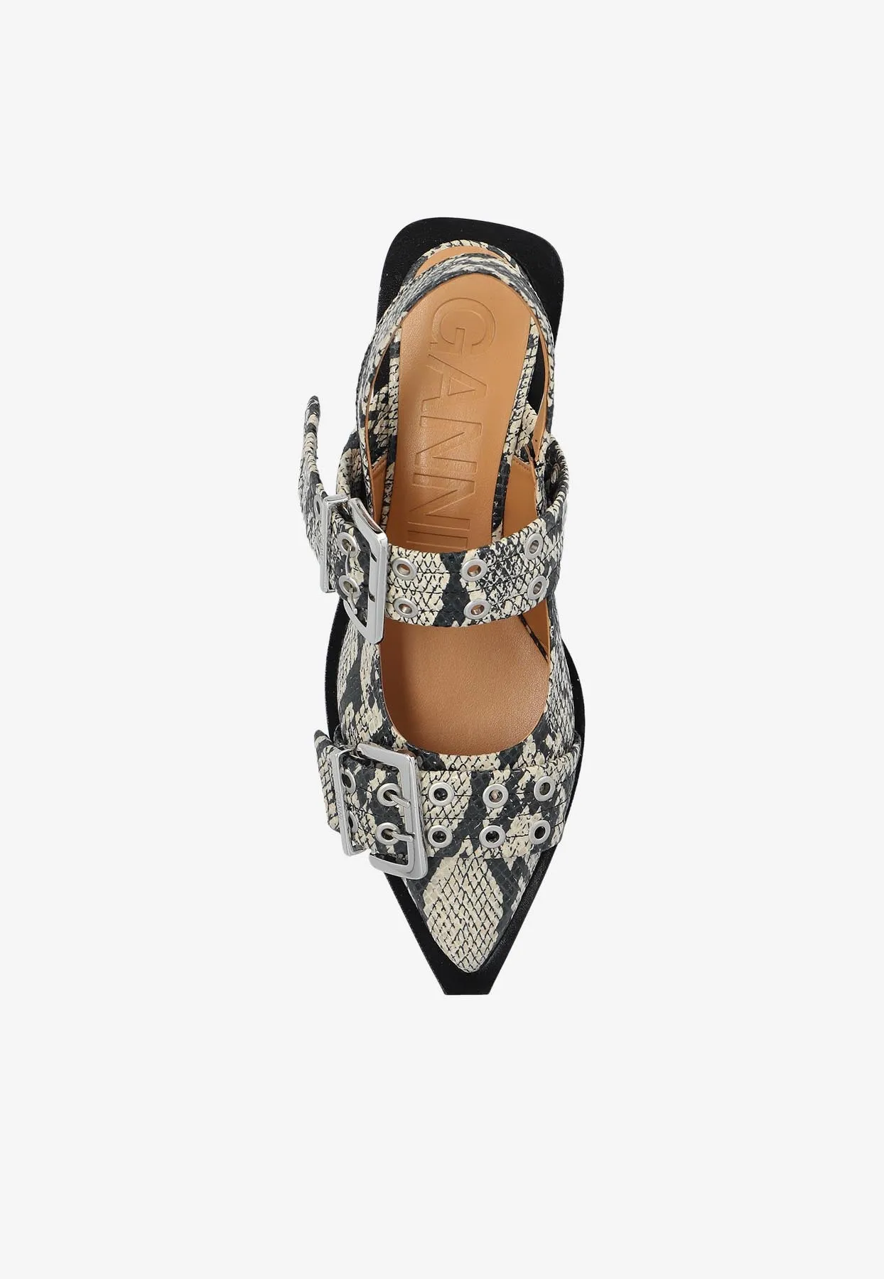 Snake Embossed Slingback Flats