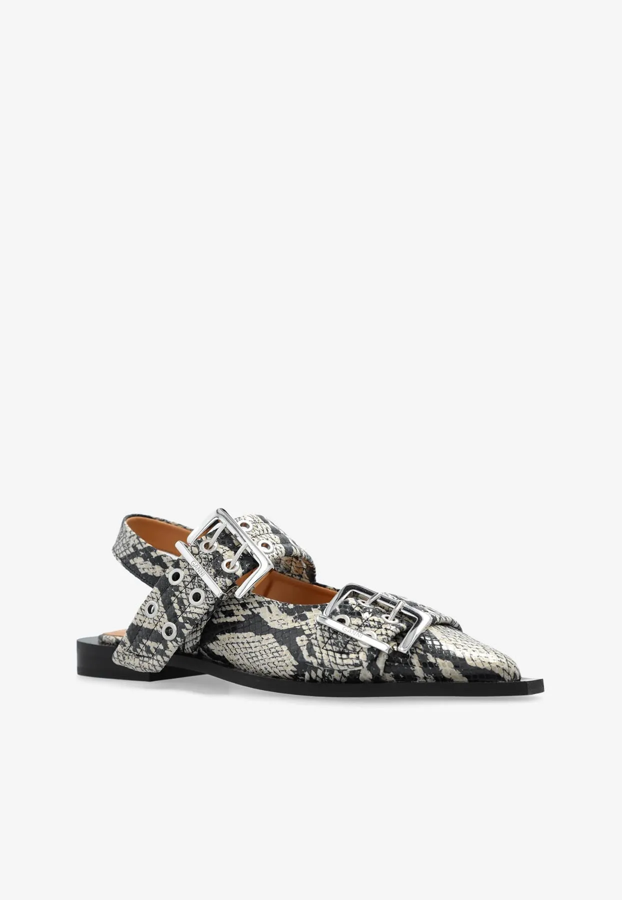 Snake Embossed Slingback Flats
