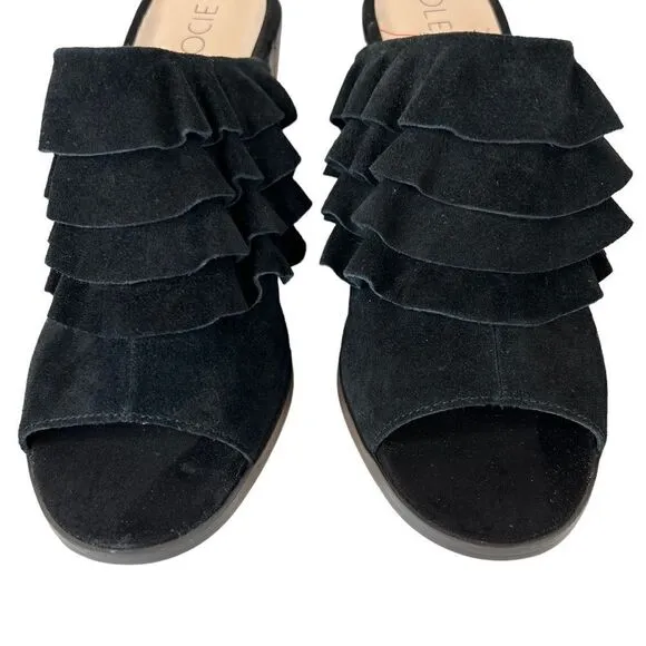 SOLE SOCIETY the FRANNIE Sandal Chunky Heel Open Toe Mules in Black Women's 9.5