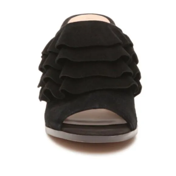SOLE SOCIETY the FRANNIE Sandal Chunky Heel Open Toe Mules in Black Women's 9.5