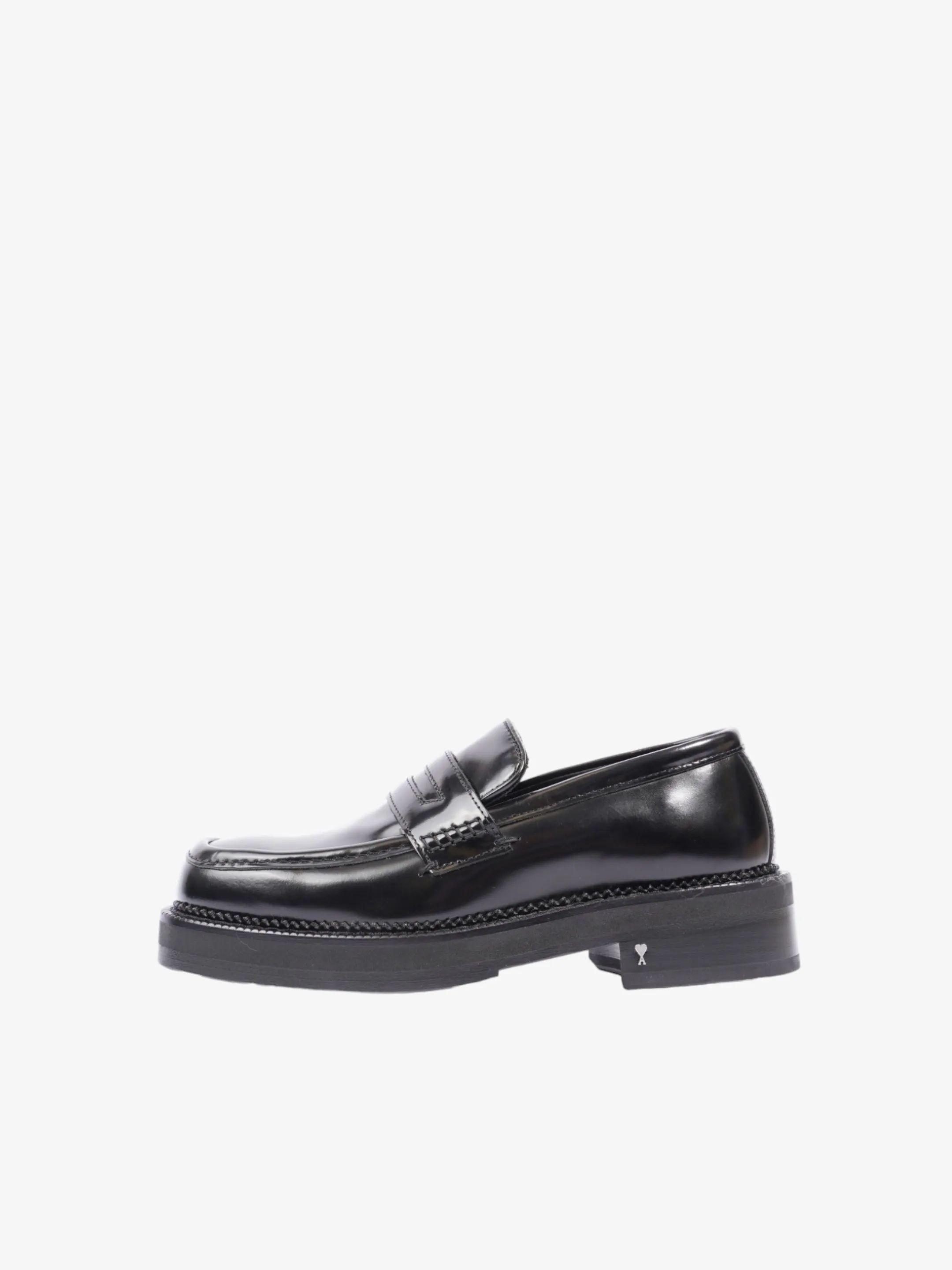 Square-toe Polished Loafers Black Calfskin Leather EU 40 UK 7
