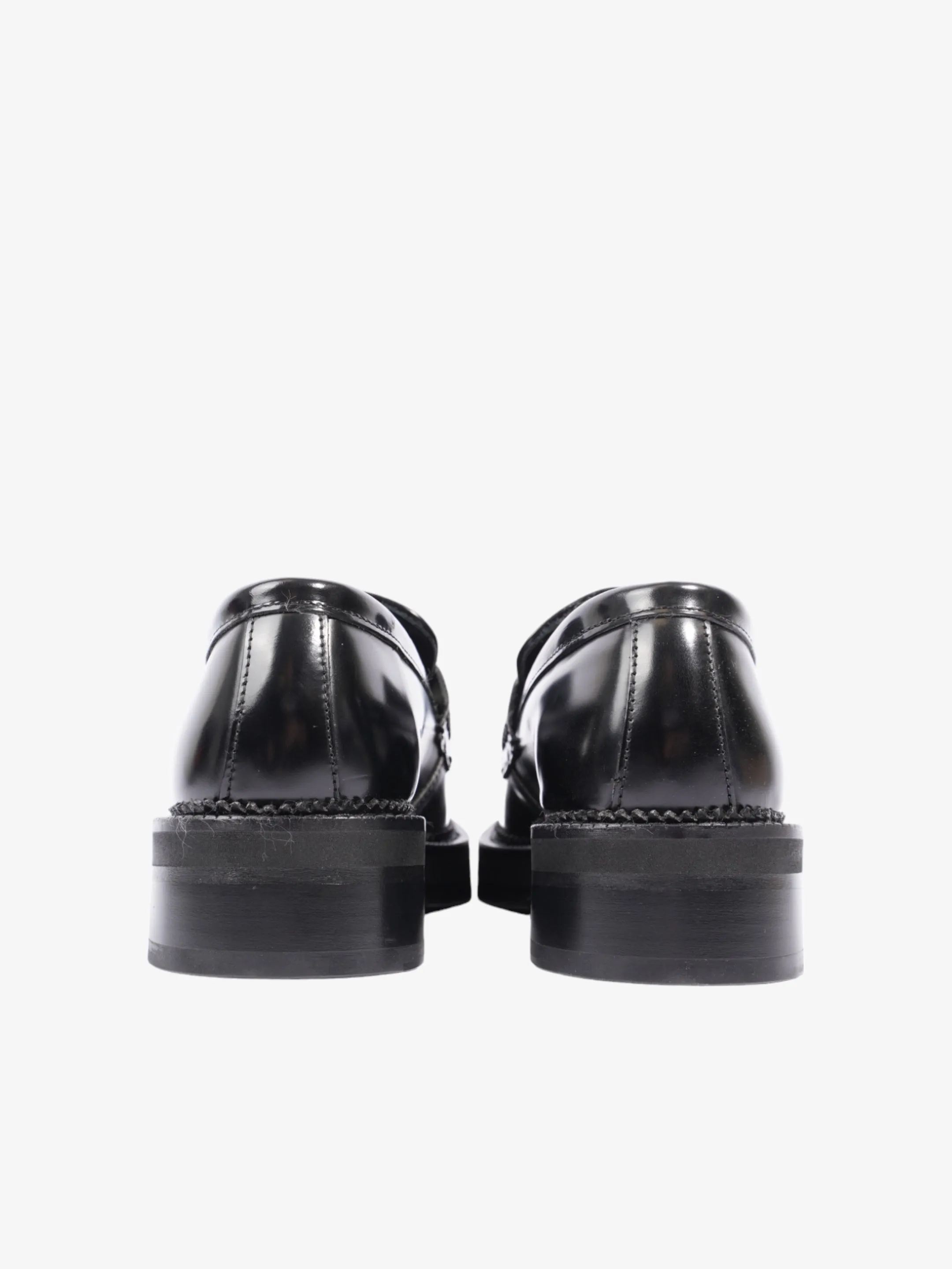 Square-toe Polished Loafers Black Calfskin Leather EU 40 UK 7