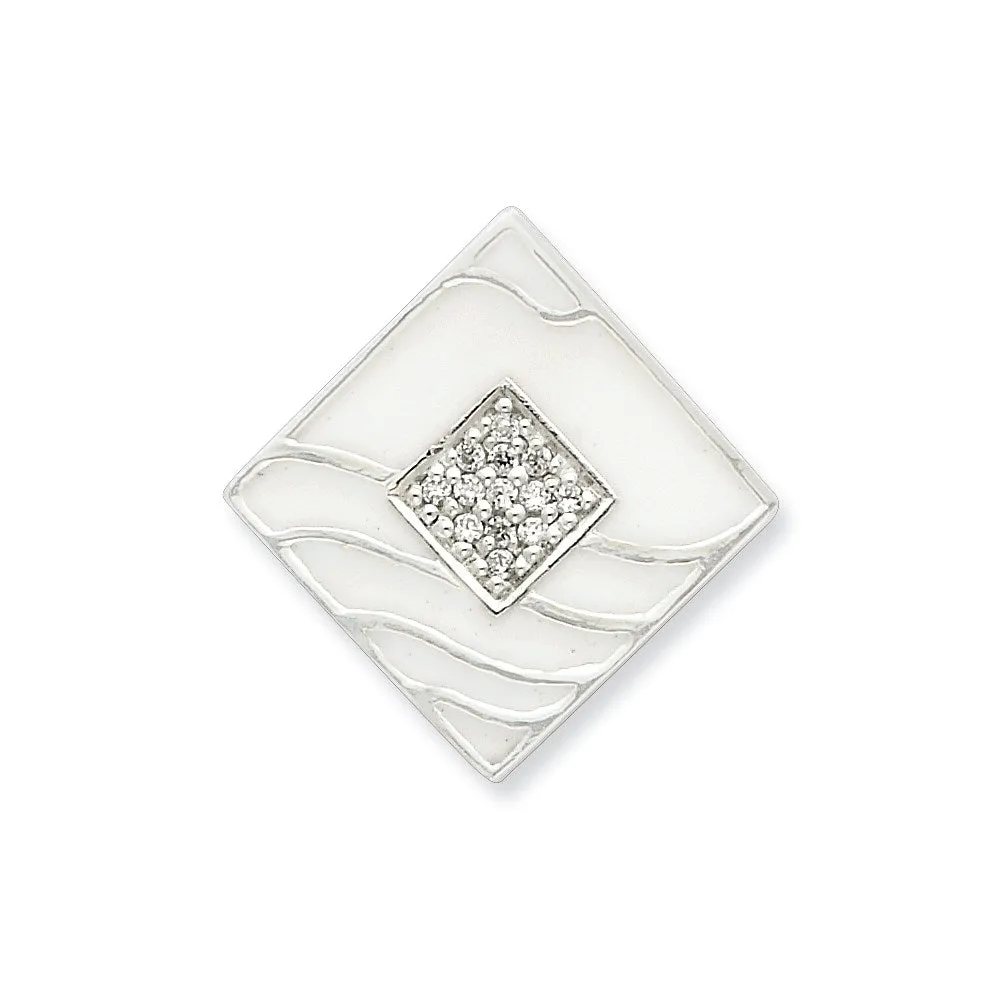 Sterling Silver & CZ Enameled & Polished Pendant
