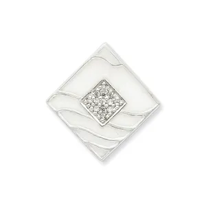 Sterling Silver & CZ Enameled & Polished Pendant