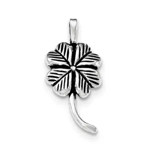 Sterling Silver Antiqued & Textured Clover Chain Slide