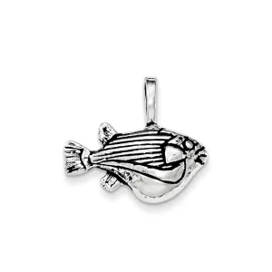 Sterling Silver Antiqued Big Belly Fish Chain Slide Pendant
