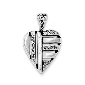 Sterling Silver Antiqued Heart Chain Slide Pendant