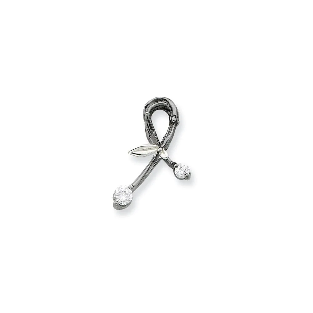 Sterling Silver, CZ & Rhodium Support Pendant