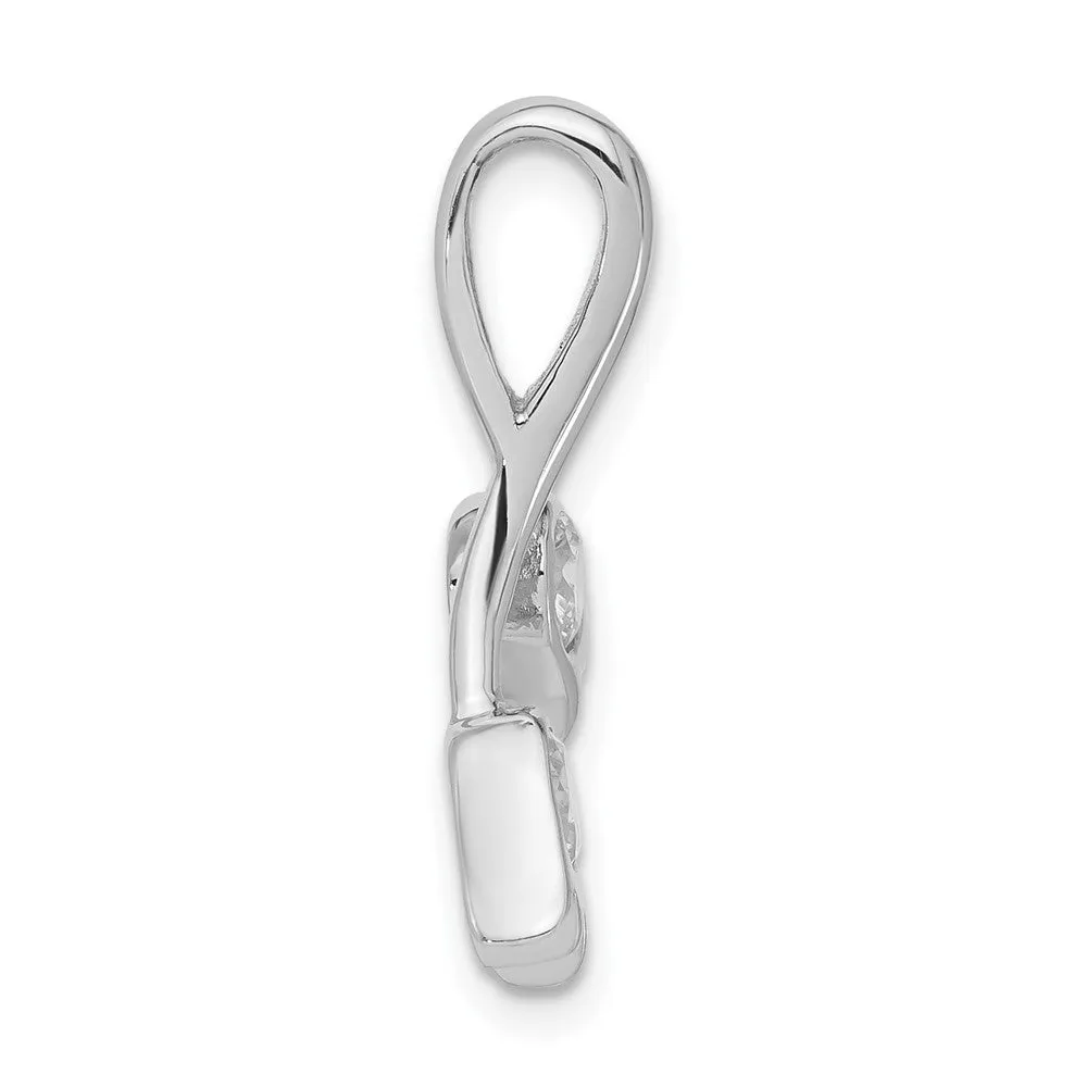Sterling Silver CZ Double Tulip Slide Pendant