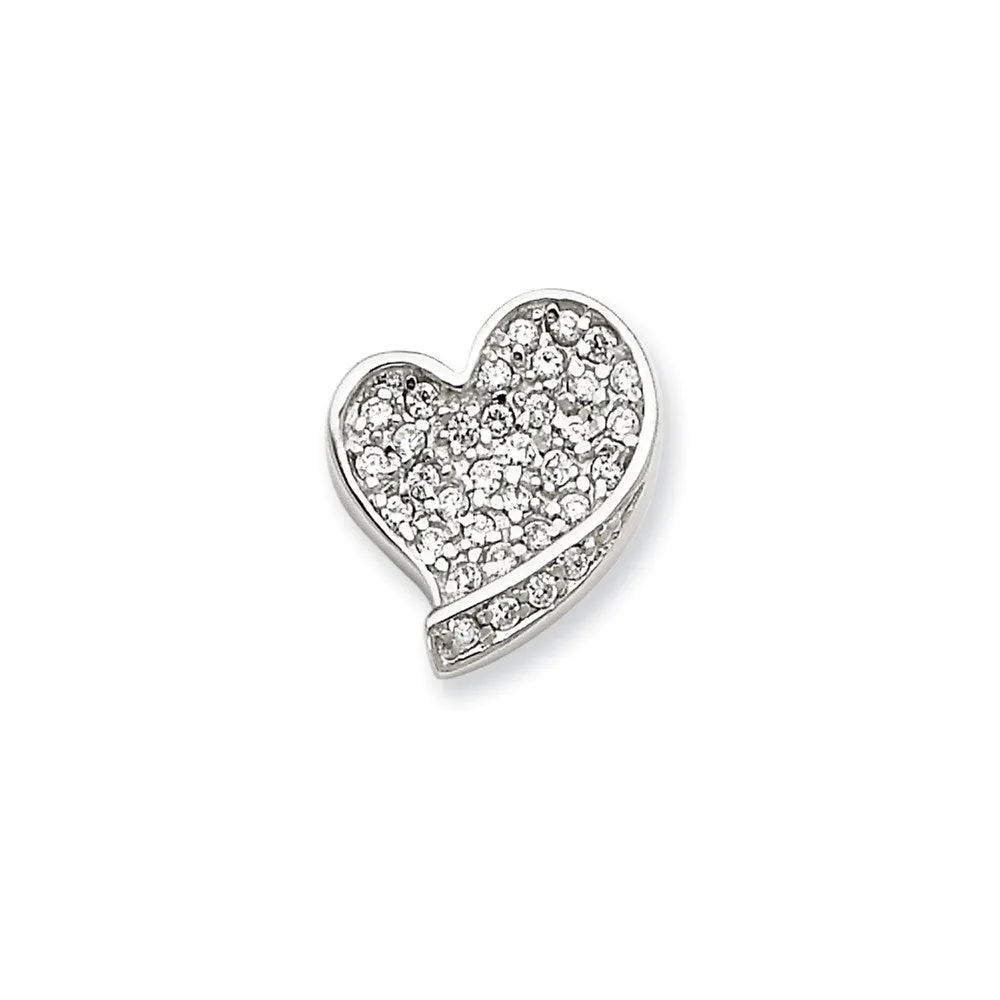 Sterling Silver CZ Heart Pendant