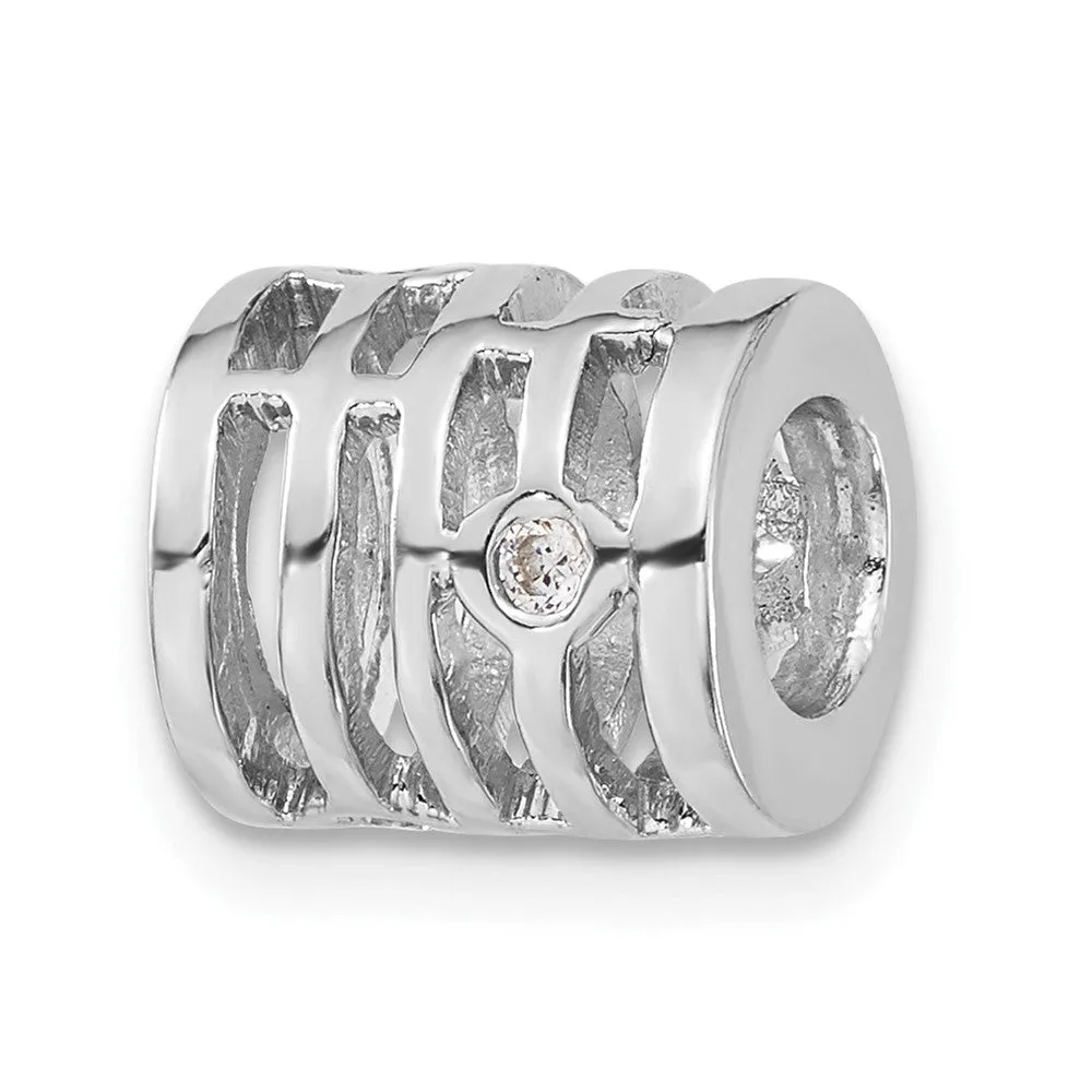 Sterling Silver CZ Polished Bead