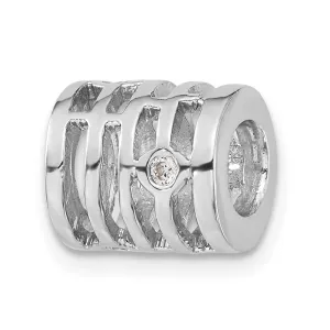 Sterling Silver CZ Polished Bead