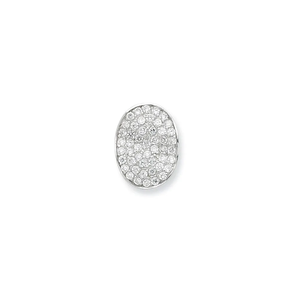 Sterling Silver CZ Wavy Oval Slide Pendant