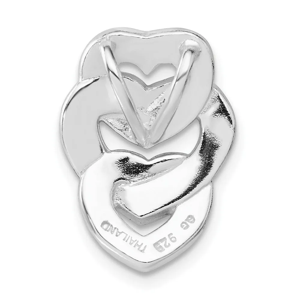 Sterling Silver Enameled Stellux Crystal Triple Heart Slide