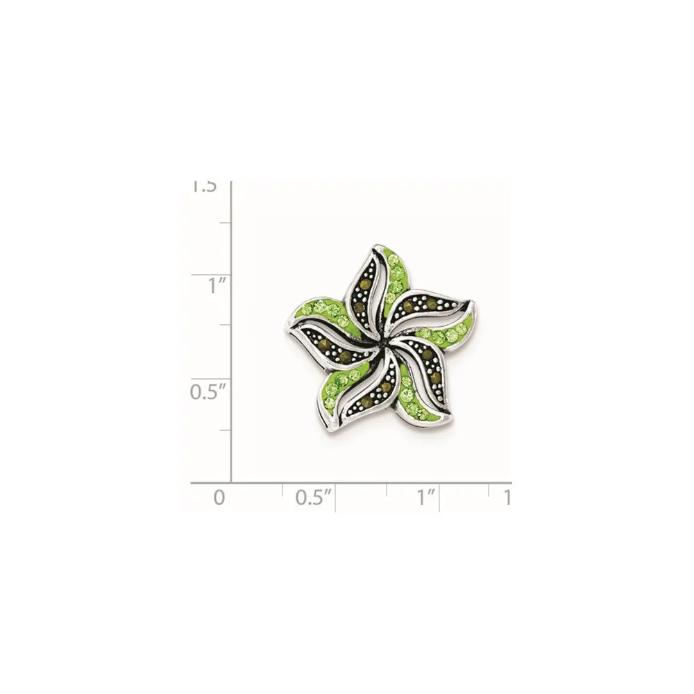 Sterling Silver Marcasite & Green Crystal Pendant