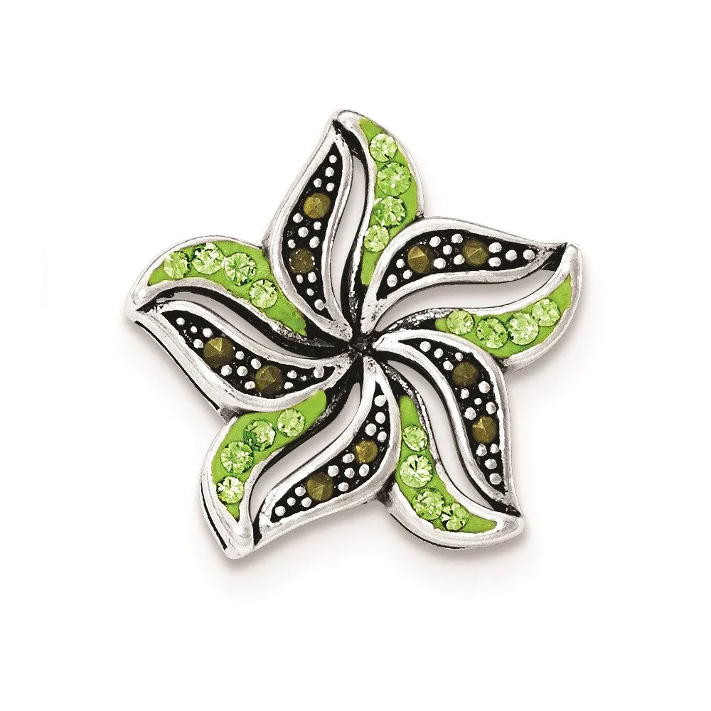 Sterling Silver Marcasite & Green Crystal Pendant