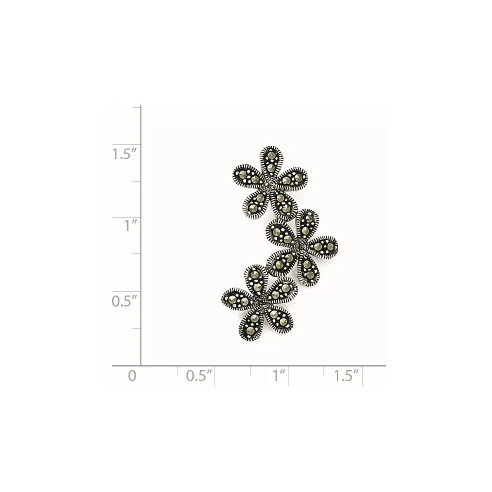Sterling Silver Marcasite Flower Pendant