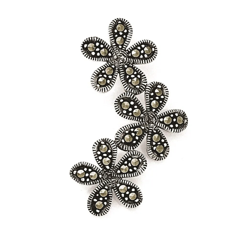 Sterling Silver Marcasite Flower Pendant