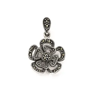 Sterling Silver Marcasite Flower Pendant