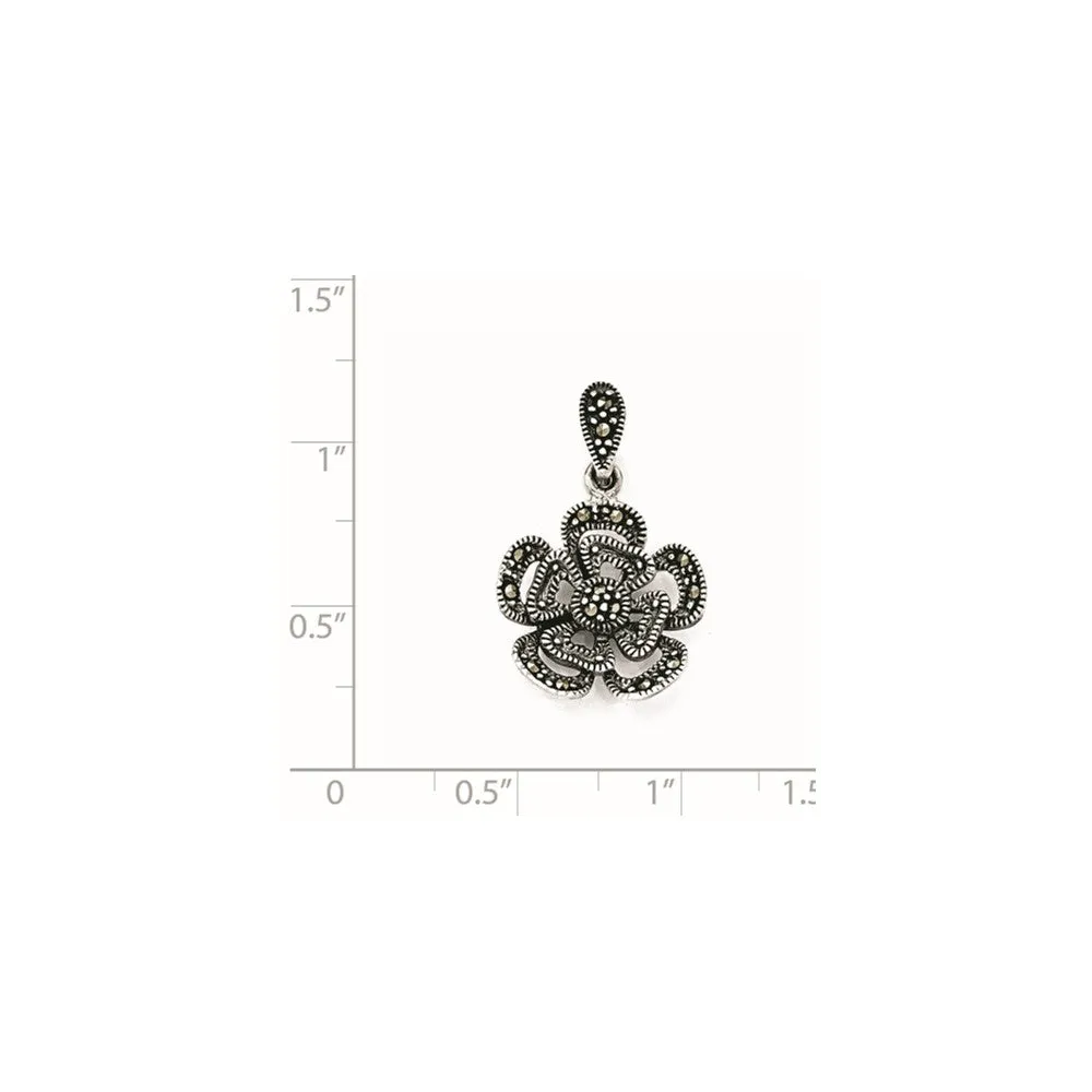 Sterling Silver Marcasite Flower Pendant