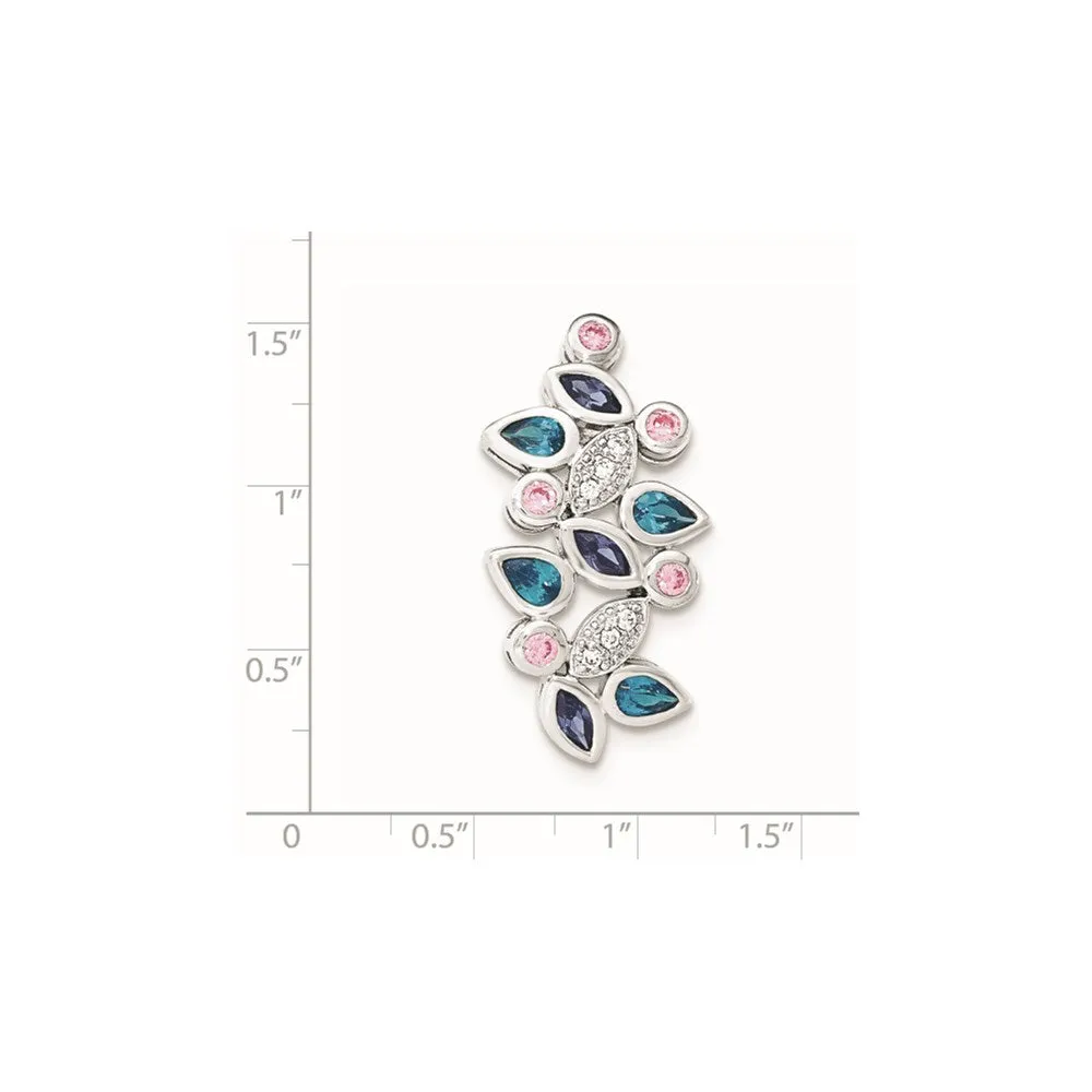 Sterling Silver Pink & Blue CZ Slide Pendant