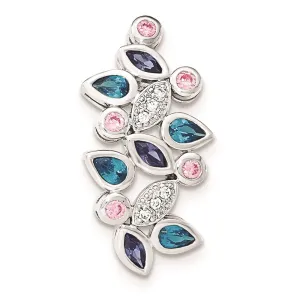 Sterling Silver Pink & Blue CZ Slide Pendant