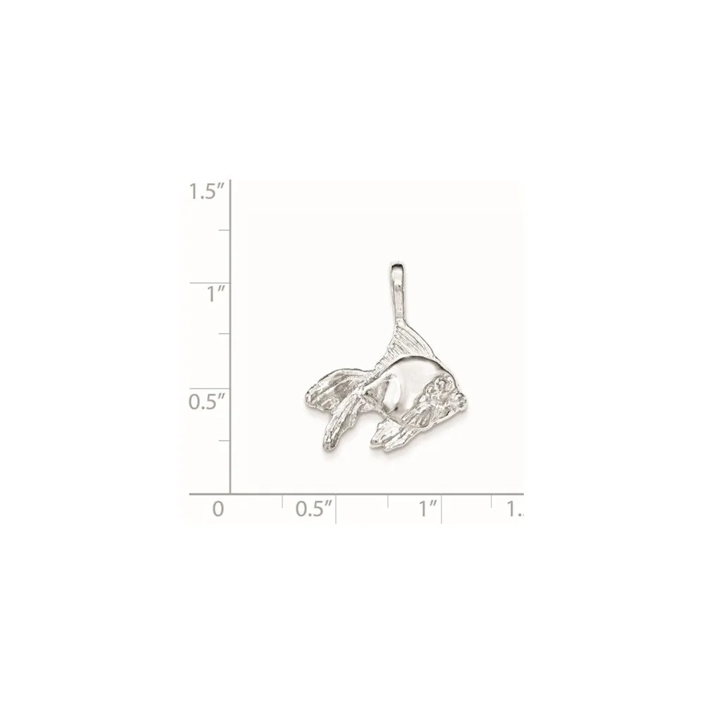 Sterling Silver Polished & Textured Goldfish w/long Fins Chain Slide