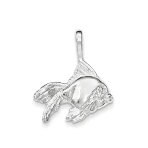 Sterling Silver Polished & Textured Goldfish w/long Fins Chain Slide