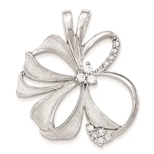 Sterling Silver Polished And Satin Flower CZ Slide
