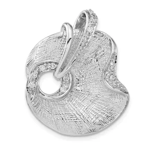 Sterling Silver Polished And Textured CZ Slide